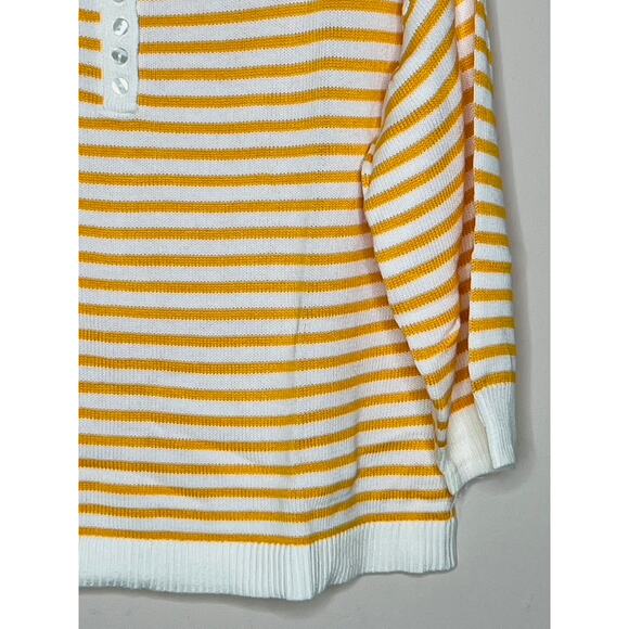 NWT Candace Cameron Bure Soft Boatneck Half Placket Sweater Amber Stripe SIZE S - Picture 2 of 7